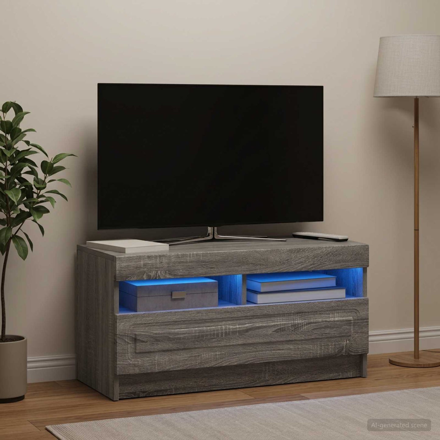 LED TV Cabinet Grey Sonoma Engineered Wood