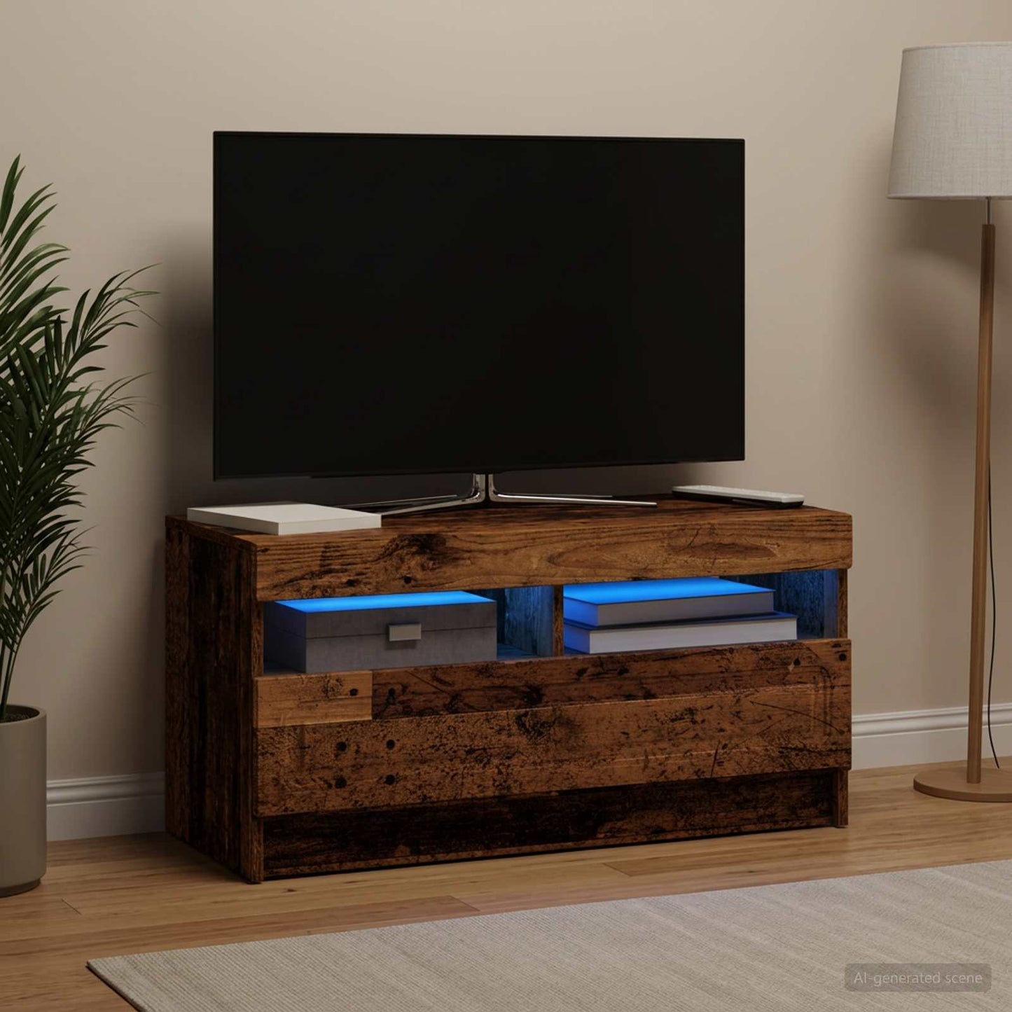 LED TV Cabinet Old Wood Engineered Wood