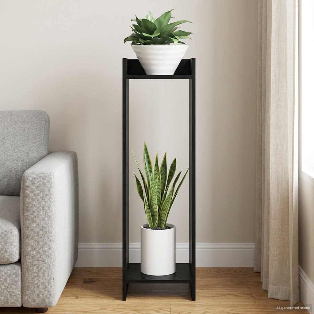 Plant Stand Black Oak 30 x 30 x 100 cm Engineered Wood
