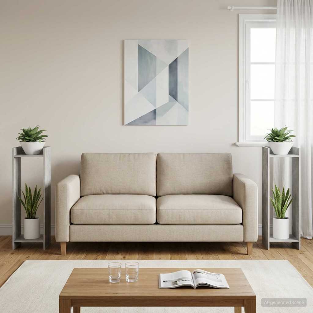 Plant Stand 2 pcs Concrete Grey 30 x 30 x 100 cm