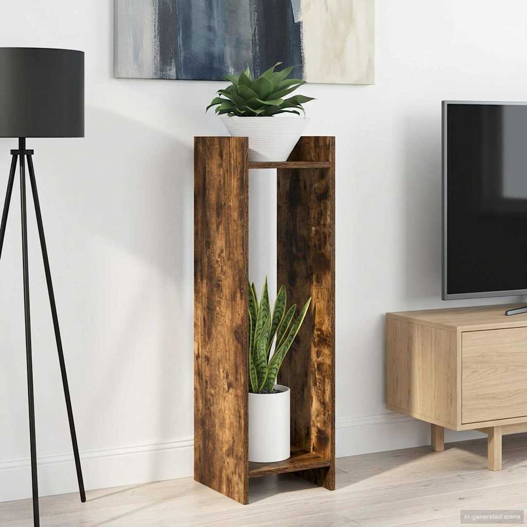 Plant Stand Smoked Oak 30 x 30 x 100 cm Engineered Wood