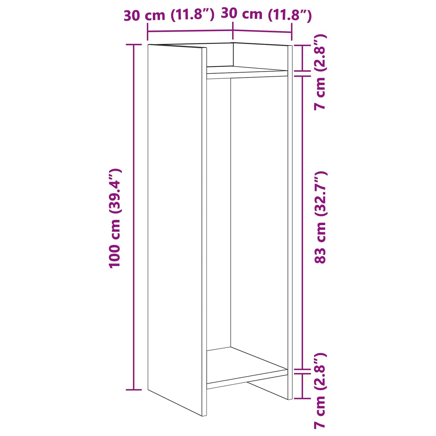 Plant Stand Grey Sonoma 30 x 30 x 100 cm Engineered Wood