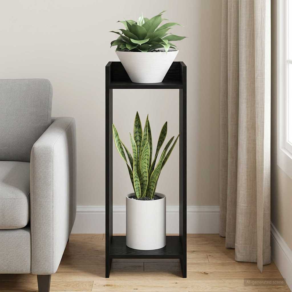 Plant Stand Black Oak 30 x 30 x 80 cm Engineered Wood