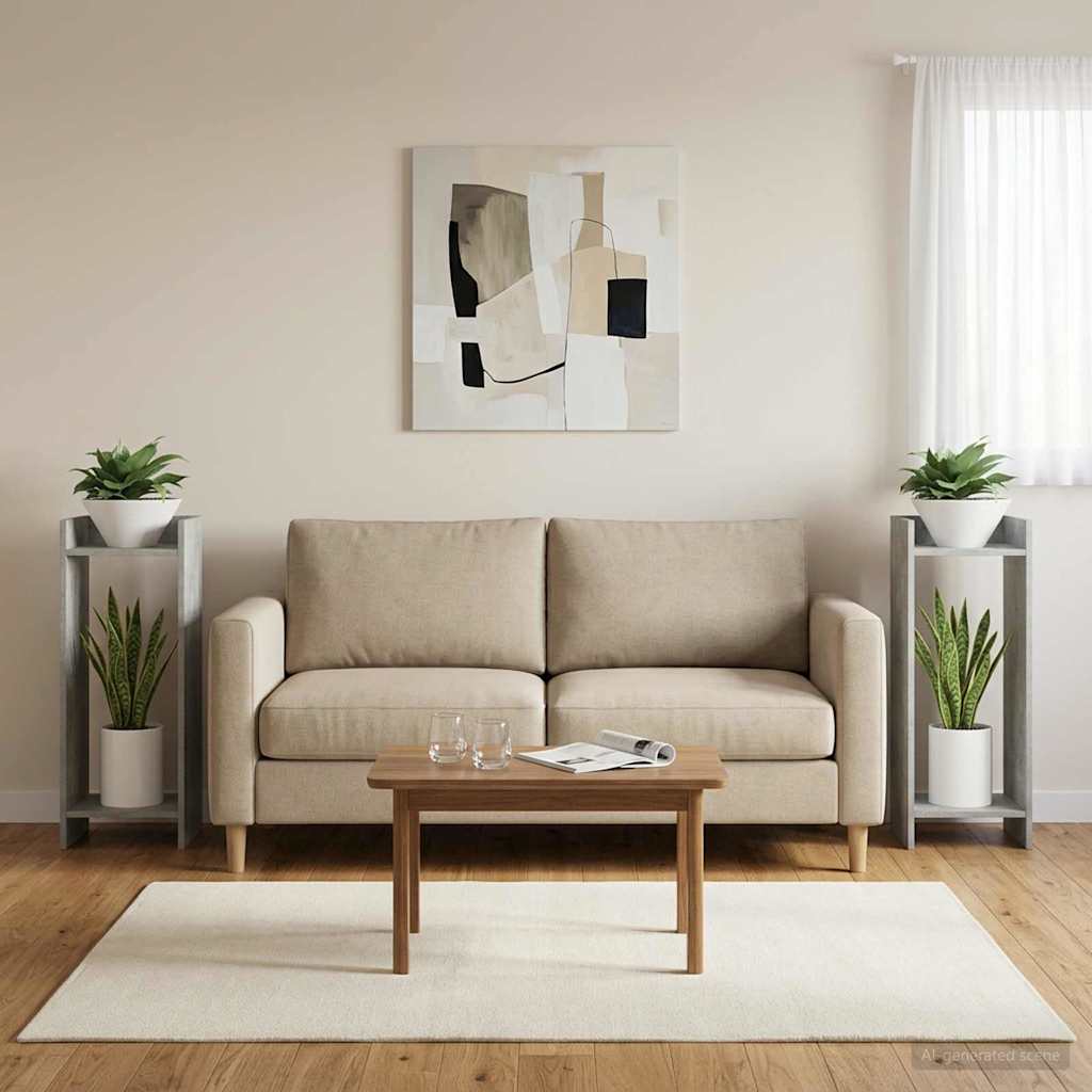 Plant Stand 2 pcs Concrete Grey 30 x 30 x 80 cm Engineered Wood