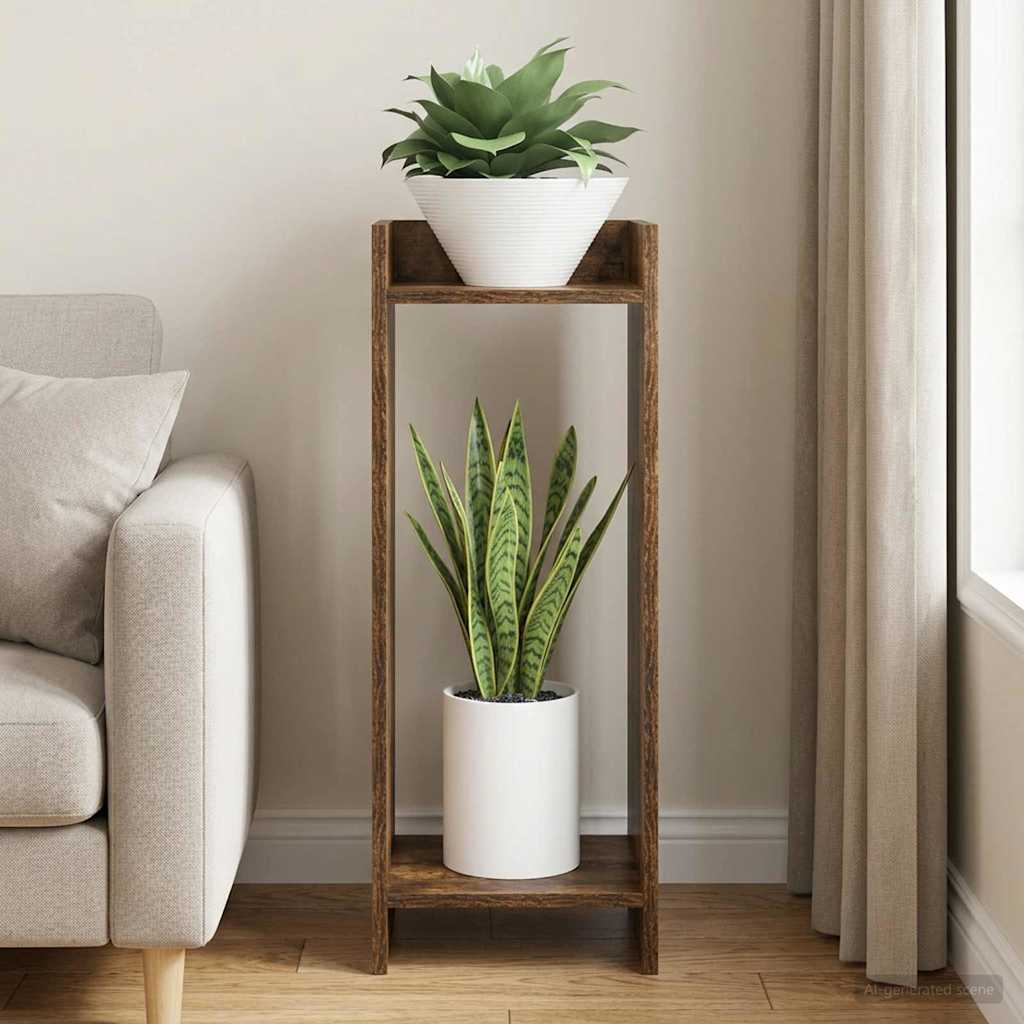 Plant Stand Smoked Oak 30 x 30 x 80 cm Engineered Wood