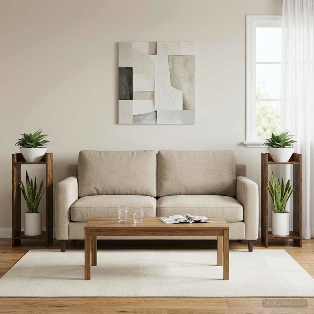 Plant Stand 2 pcs Smoked Oak 30 x 30 x 80 cm Engineered Wood