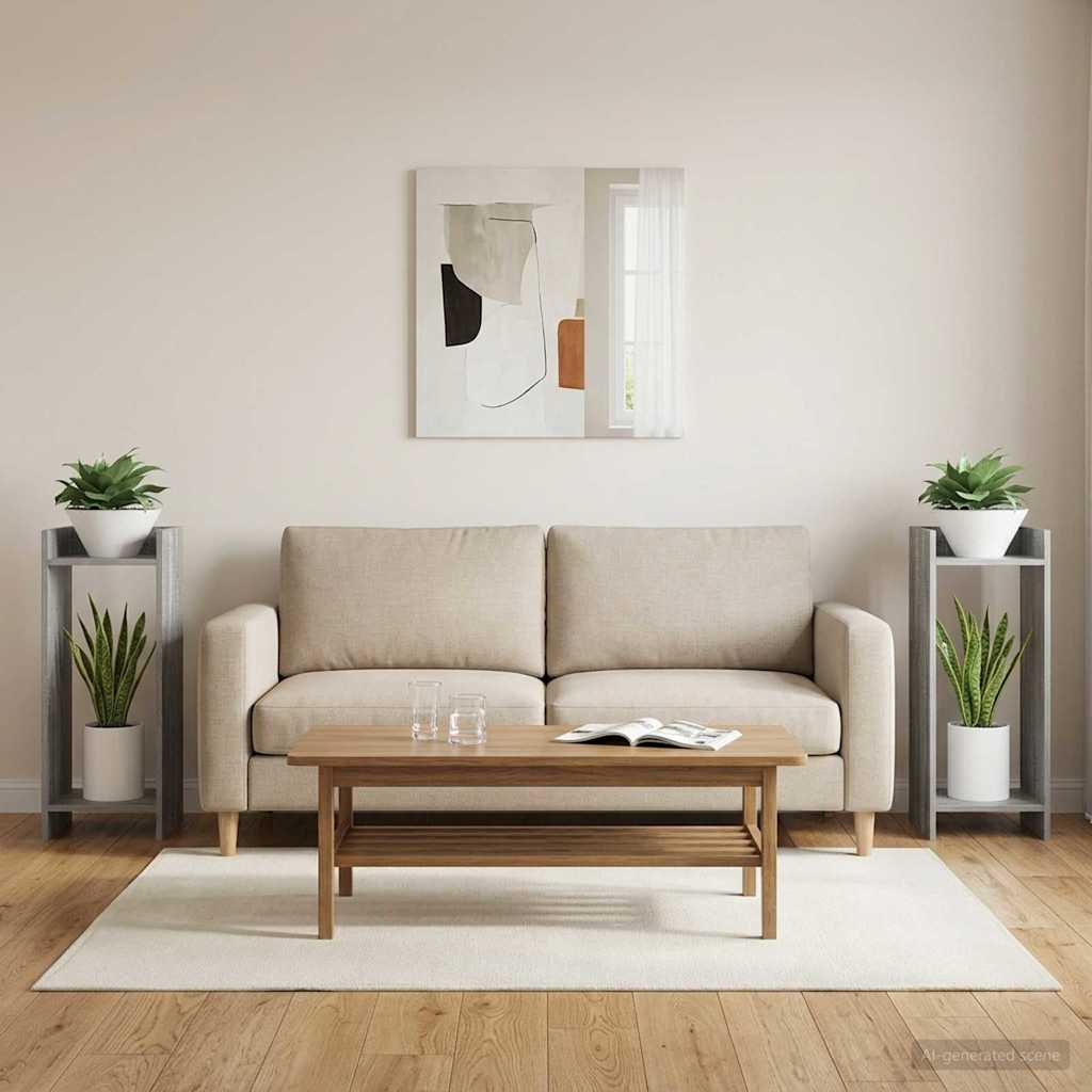Plant Stand 2 pcs Grey Sonoma 30 x 30 x 80 cm Engineered Wood