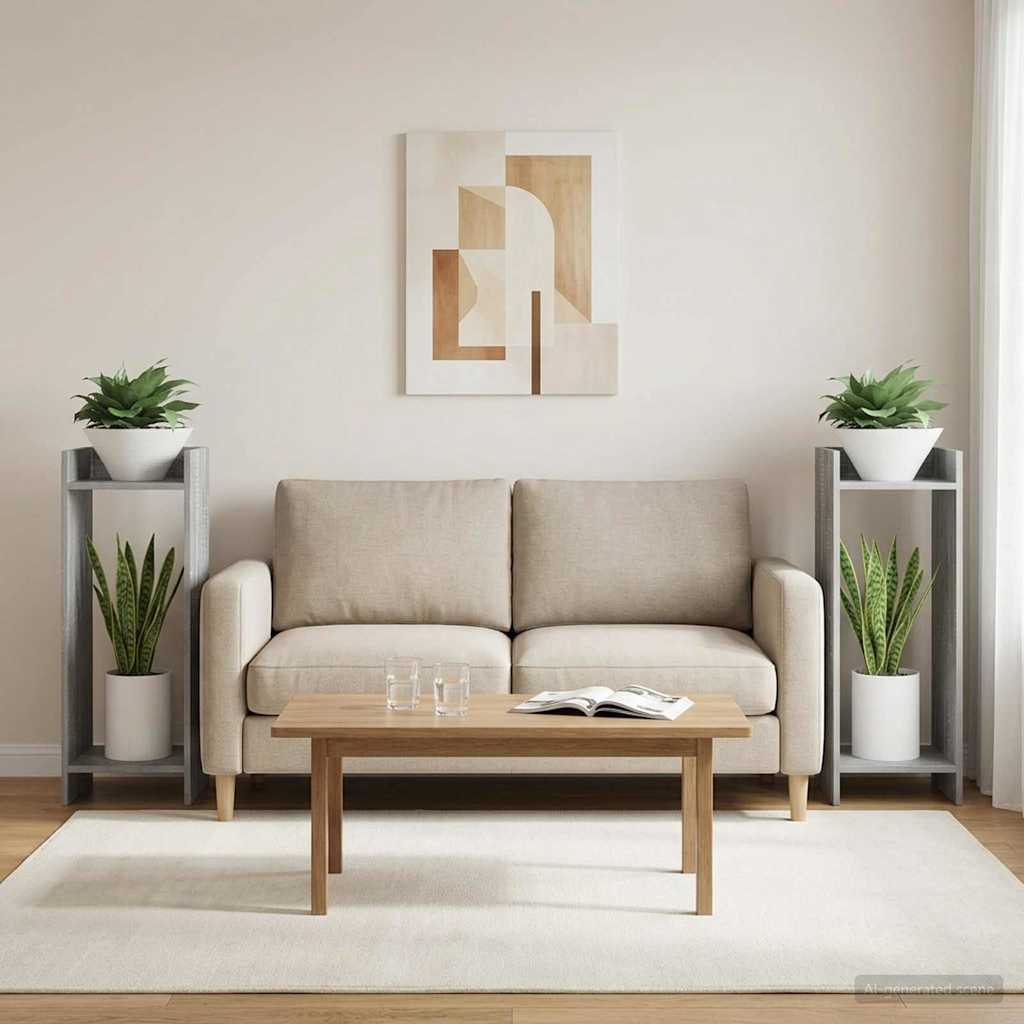 Plant Stand 2 pcs Grey Sonoma 30 x 30 x 80 cm Engineered Wood
