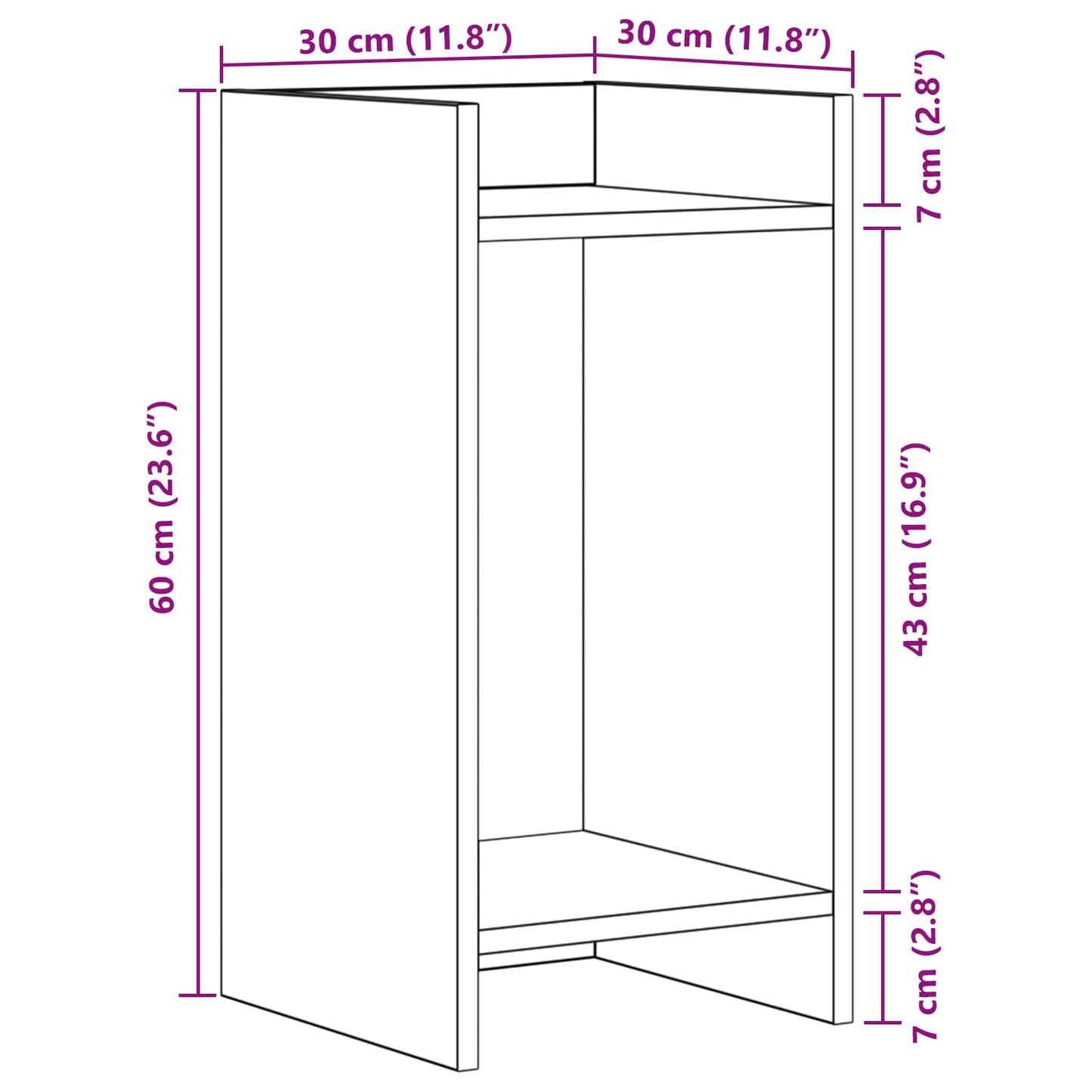 Plant Stand Concrete Grey 30 x 30 x 60 cm Engineered Wood
