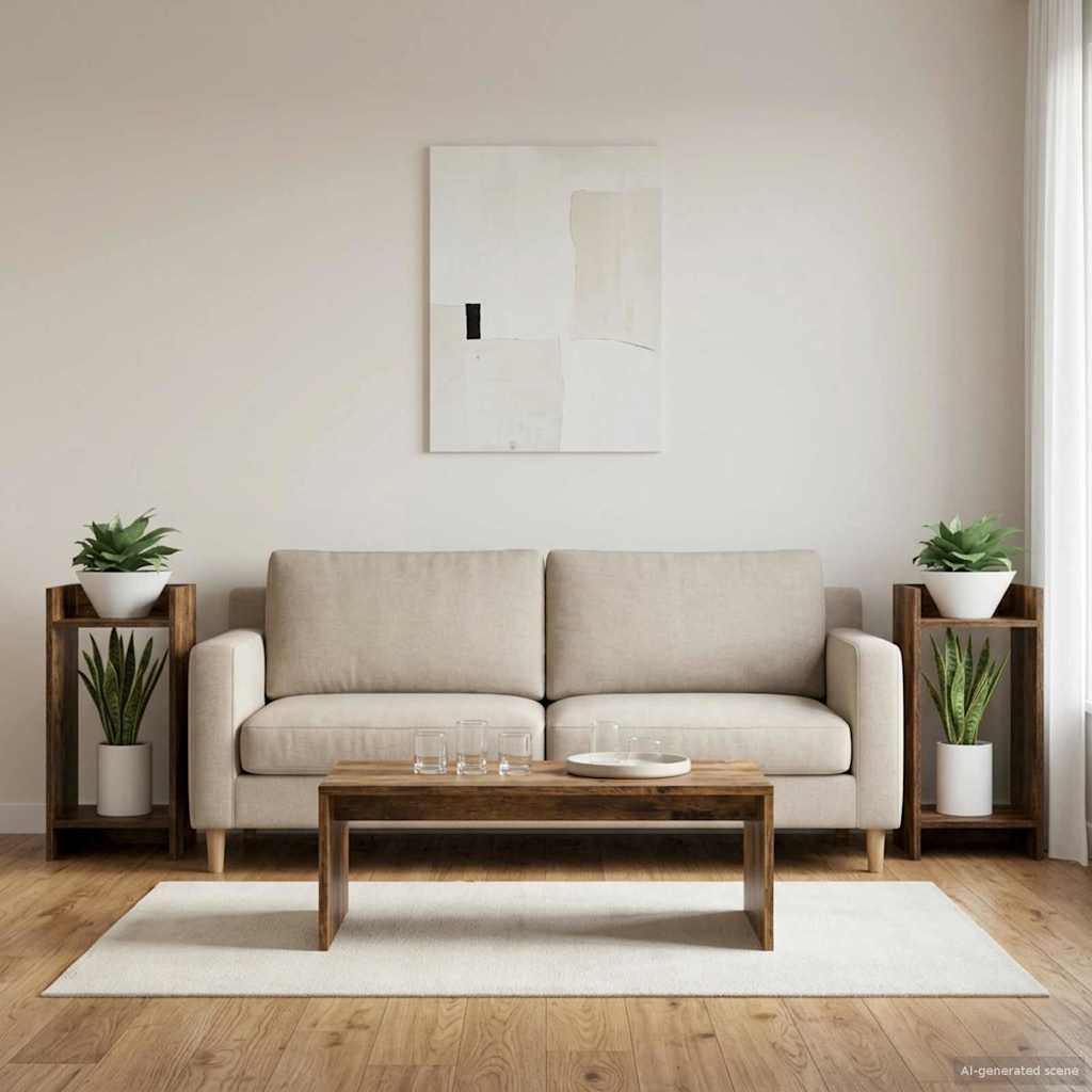 Plant Stand 2 pcs Smoked Oak 30 x 30 x 60 cm Engineered Wood