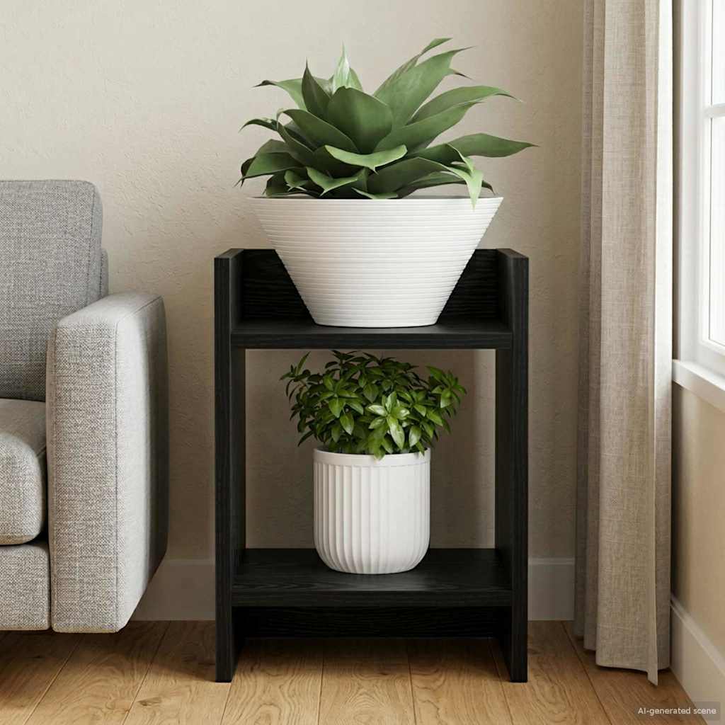 Plant Stand Black Oak 30 x 30 x 40 cm Engineered Wood