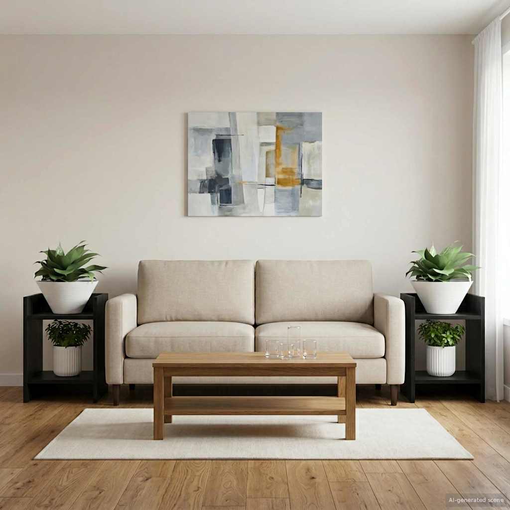 Plant Stand 2 pcs Black Oak 30 x 30 x 40 cm Engineered Wood