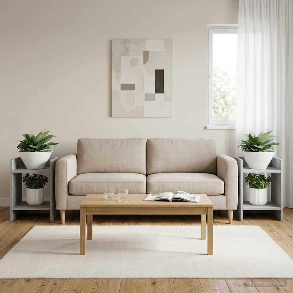 Plant Stand 2 pcs Concrete Grey 30 x 30 x 40 cm Engineered Wood