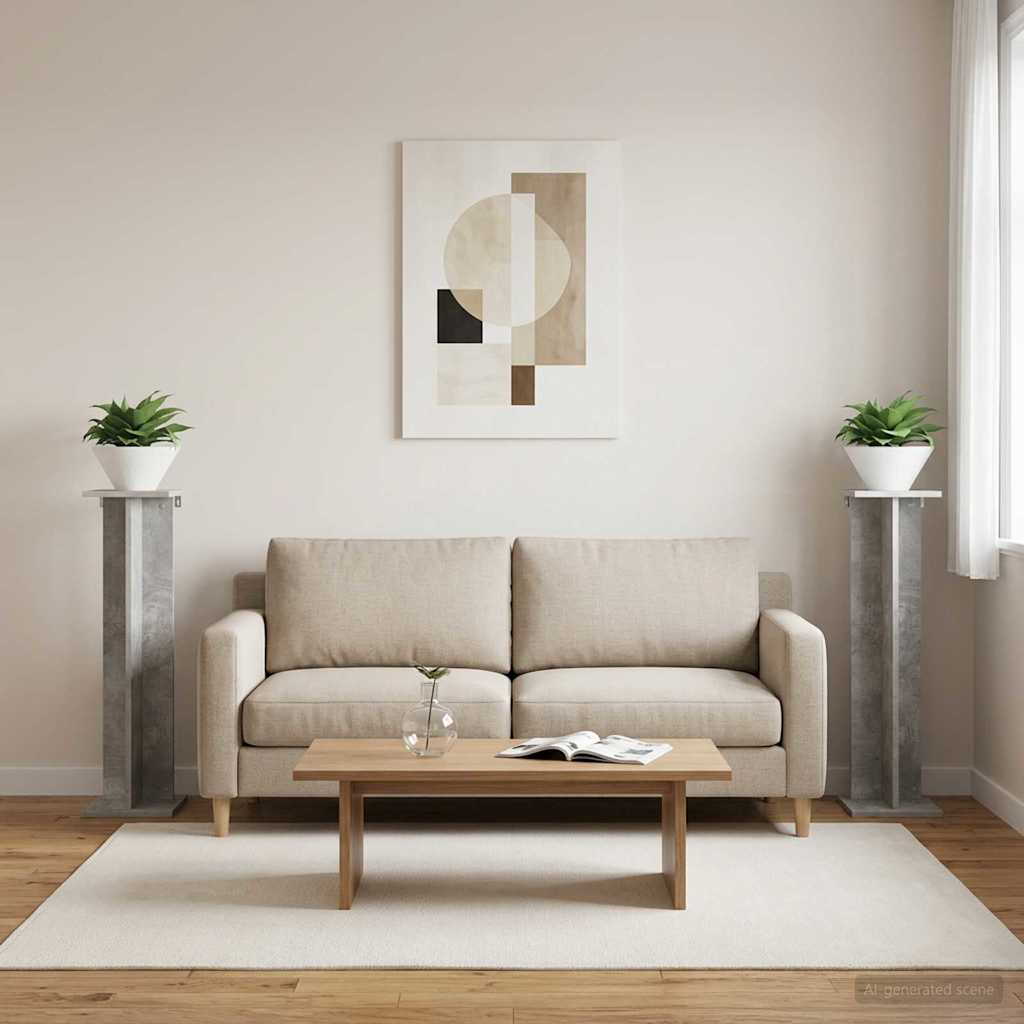 Plant Stand 2 pcs Concrete Grey 25 x 25.5 x 100.5 cm