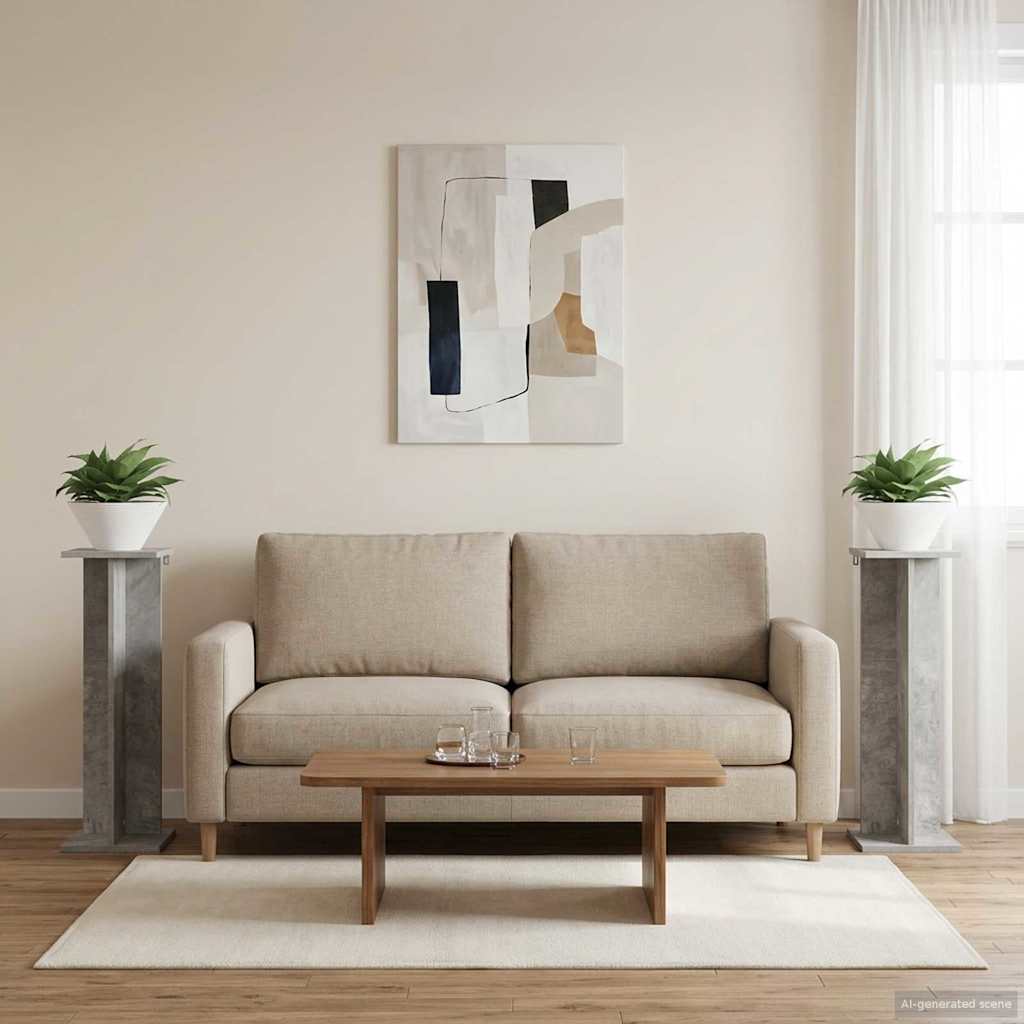Plant Stand 2 pcs Concrete Grey 25 x 25.5 x 80.5 cm