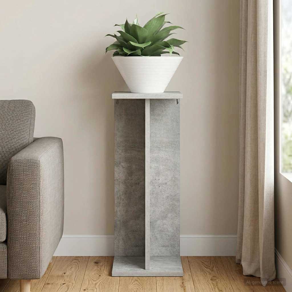 Plant Stand Concrete Grey 25 x 25.5 x 60.5 cm Engineered Wood
