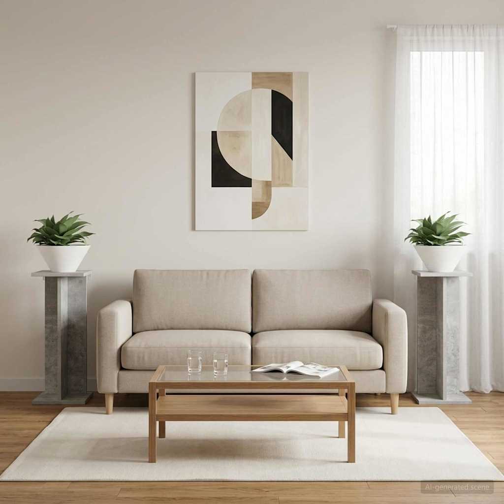 Plant Stand 2 pcs Concrete Grey 25 x 25.5 x 60.5 cm