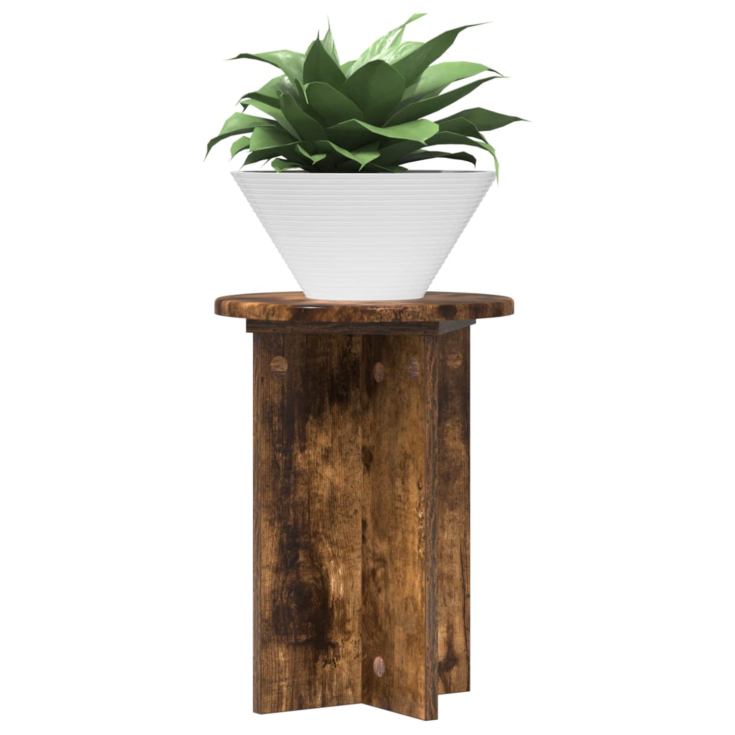Plant Stand 2 pcs Smoked Oak Ø29.5 x 40 cm Engineered Wood