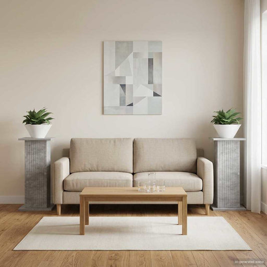 Plant Stand 2 pcs Concrete Grey 30.5 x 30 x 60.5 cm