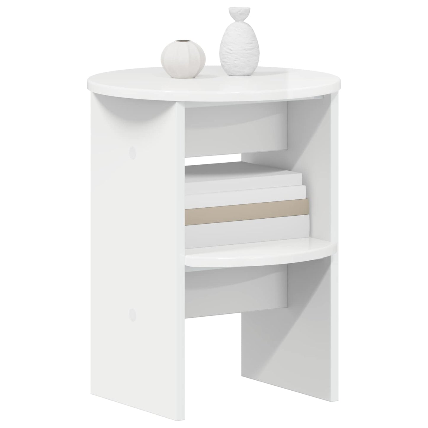 Side Cabinet 2 pcs High Gloss White Ø40 x 50 cm Engineered Wood
