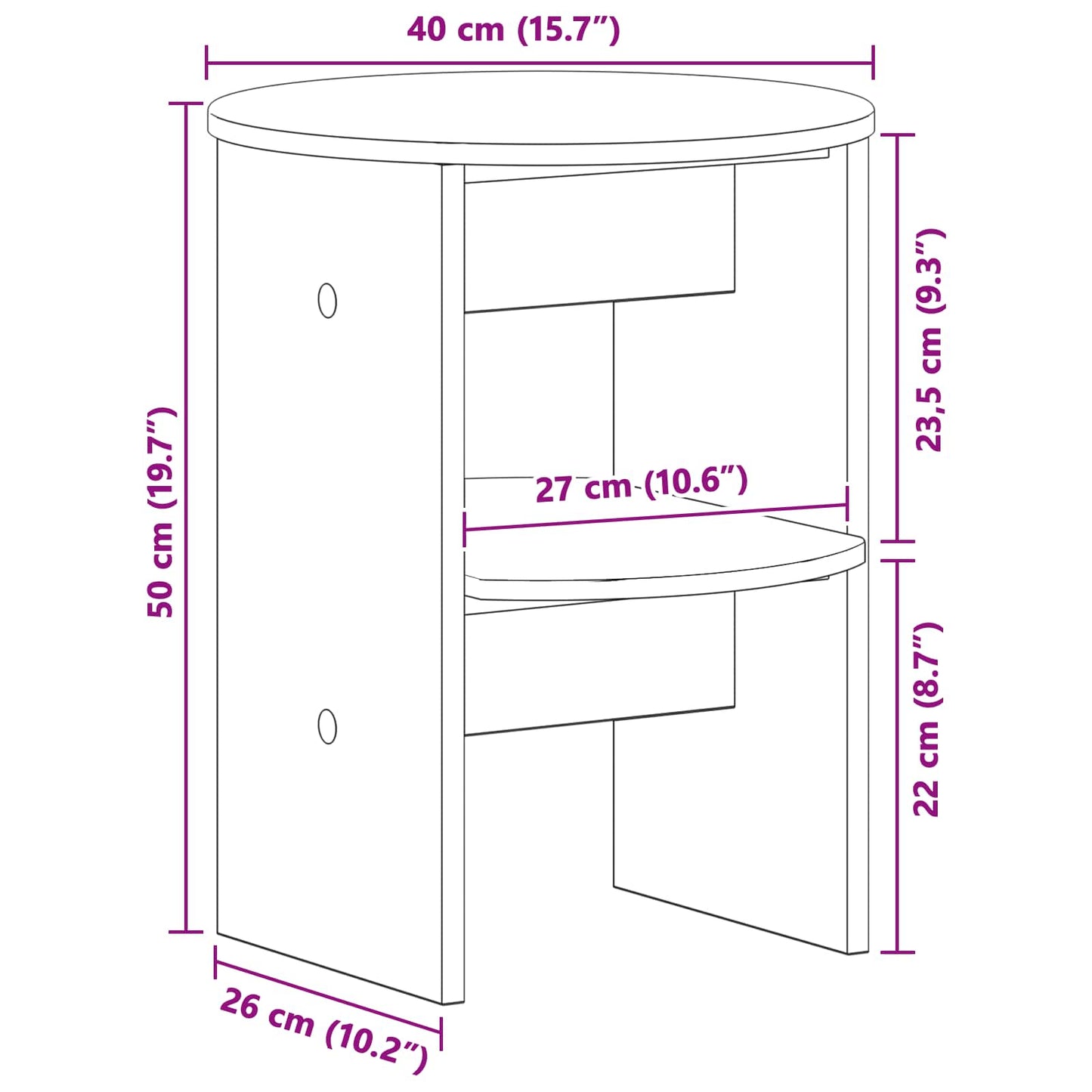 Side Cabinet Smoked Oak Ø40 x 50 cm Engineered Wood
