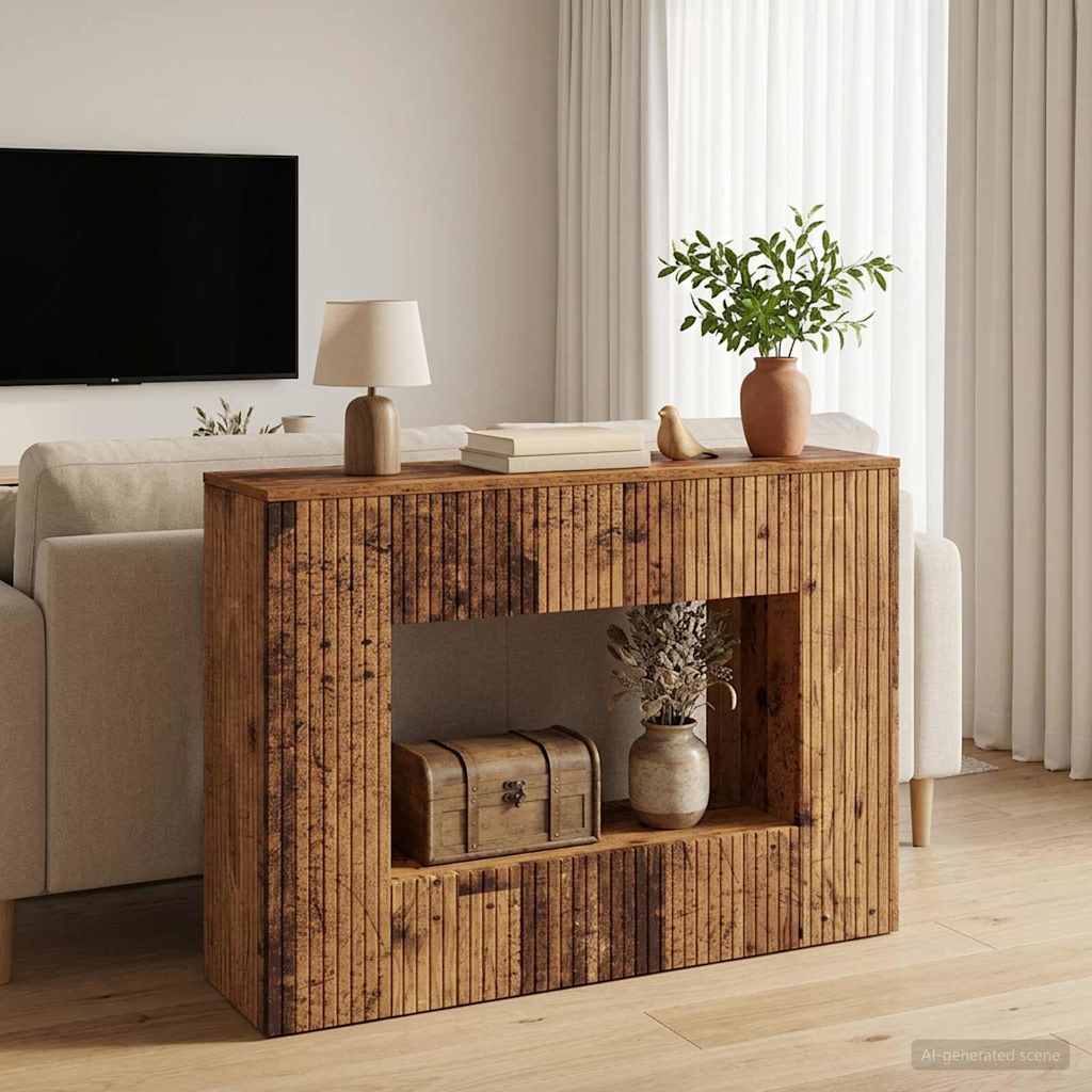 Console Table Striped Old Wood 101 x 29 x 74 cm Engineered Wood