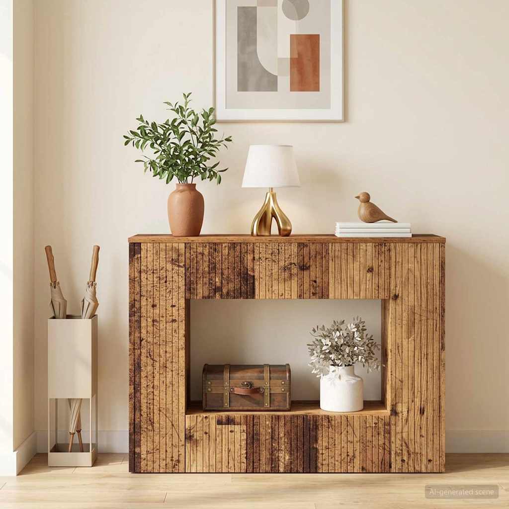 Console Table Striped Old Wood 101 x 29 x 74 cm Engineered Wood
