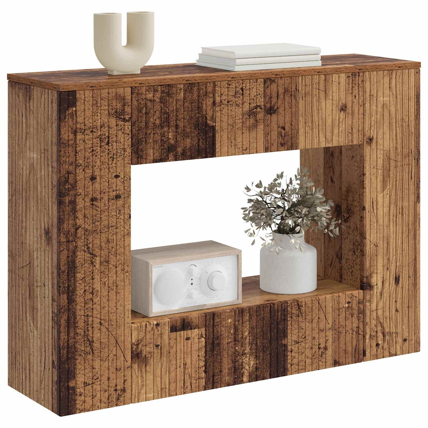 Console Table Striped Old Wood 101 x 29 x 74 cm Engineered Wood