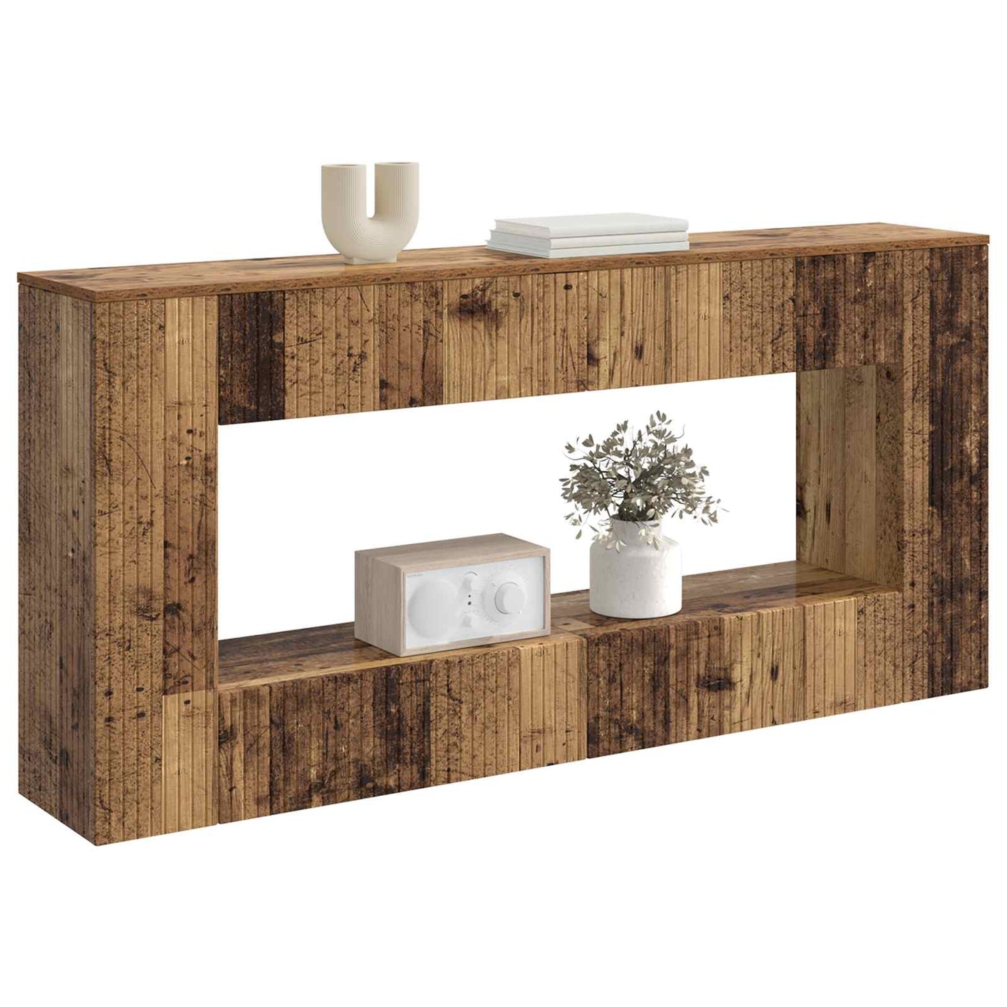 Console Table Striped Old Wood 155 x 29 x 74 cm Engineered Wood