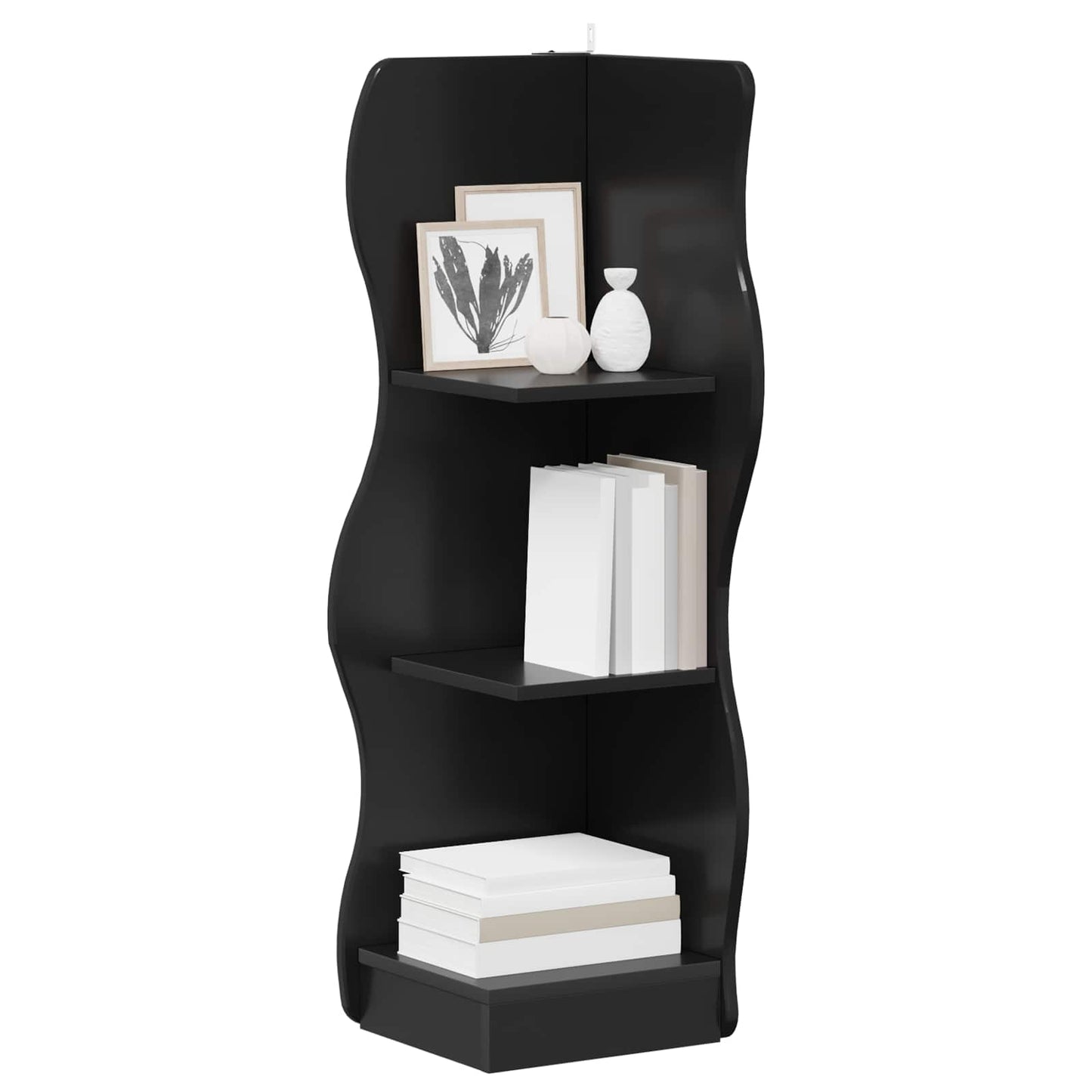 Corner Shelf with Shelf Black 34 x 33 x 102 cm Engineered Wood