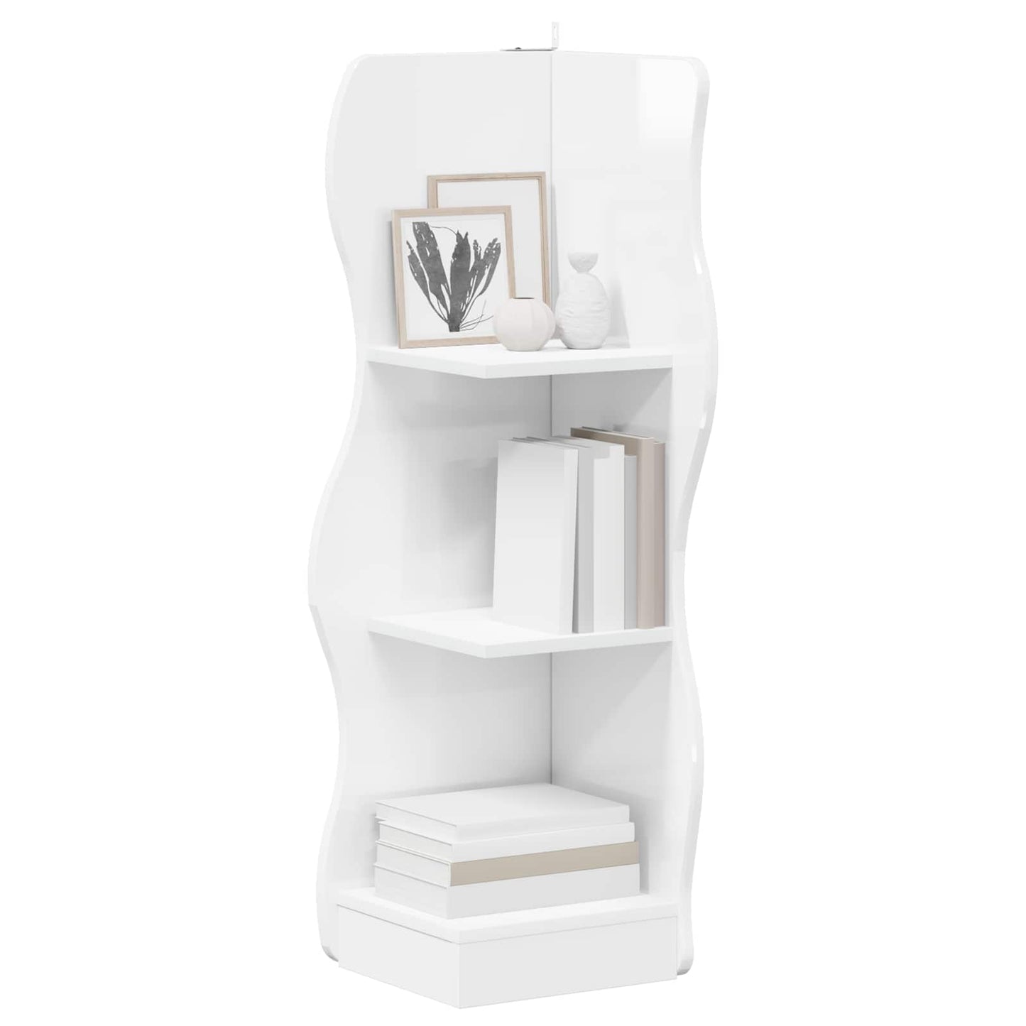 Corner Shelf High Gloss White 34 x 33 x 102 cm Engineered Wood