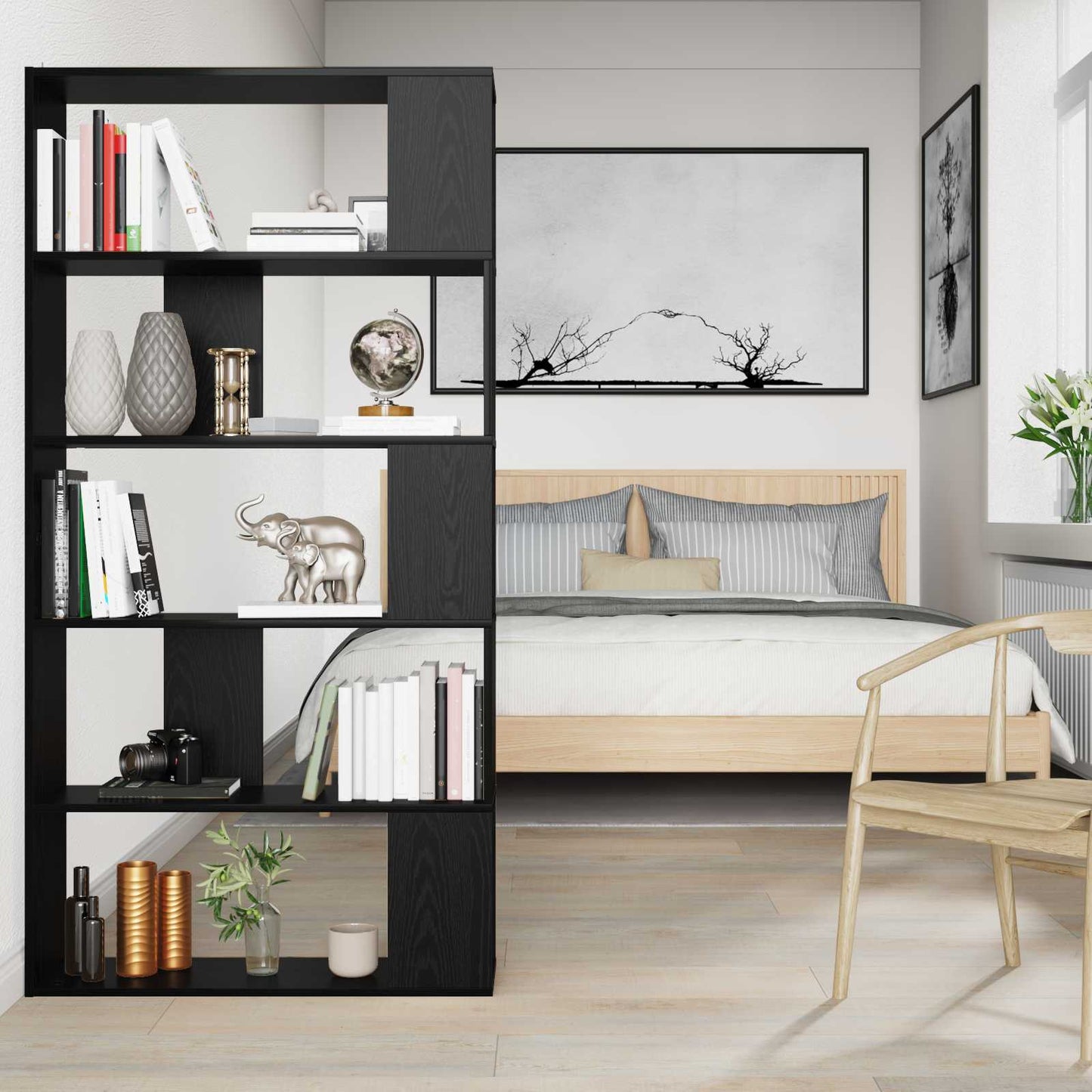 Book Cabinet 80 x 24 x 159 cm Engineered Wood Black Oak