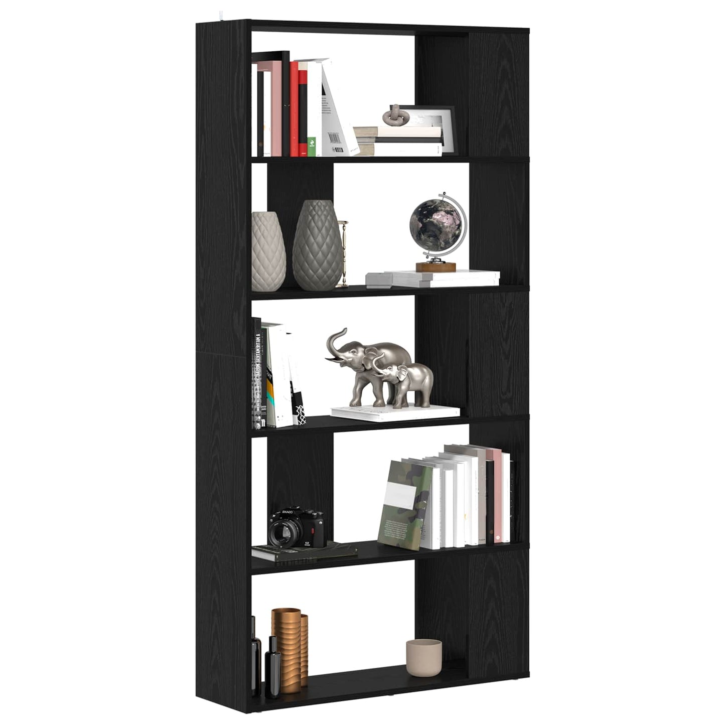 Book Cabinet 80 x 24 x 159 cm Engineered Wood Black Oak