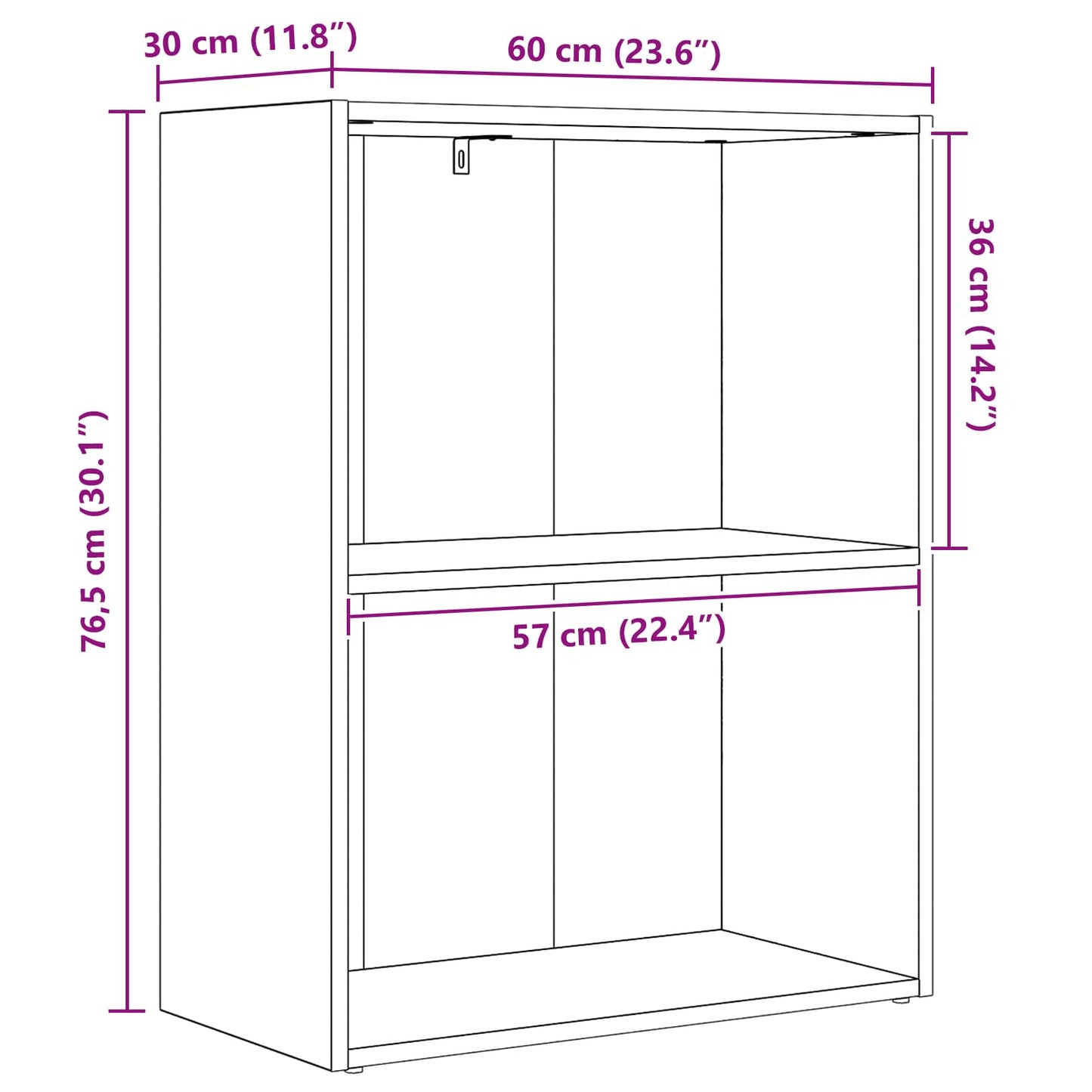 Bookshelf 60 x 30 x 76.5 cm Engineered Wood Black Oak