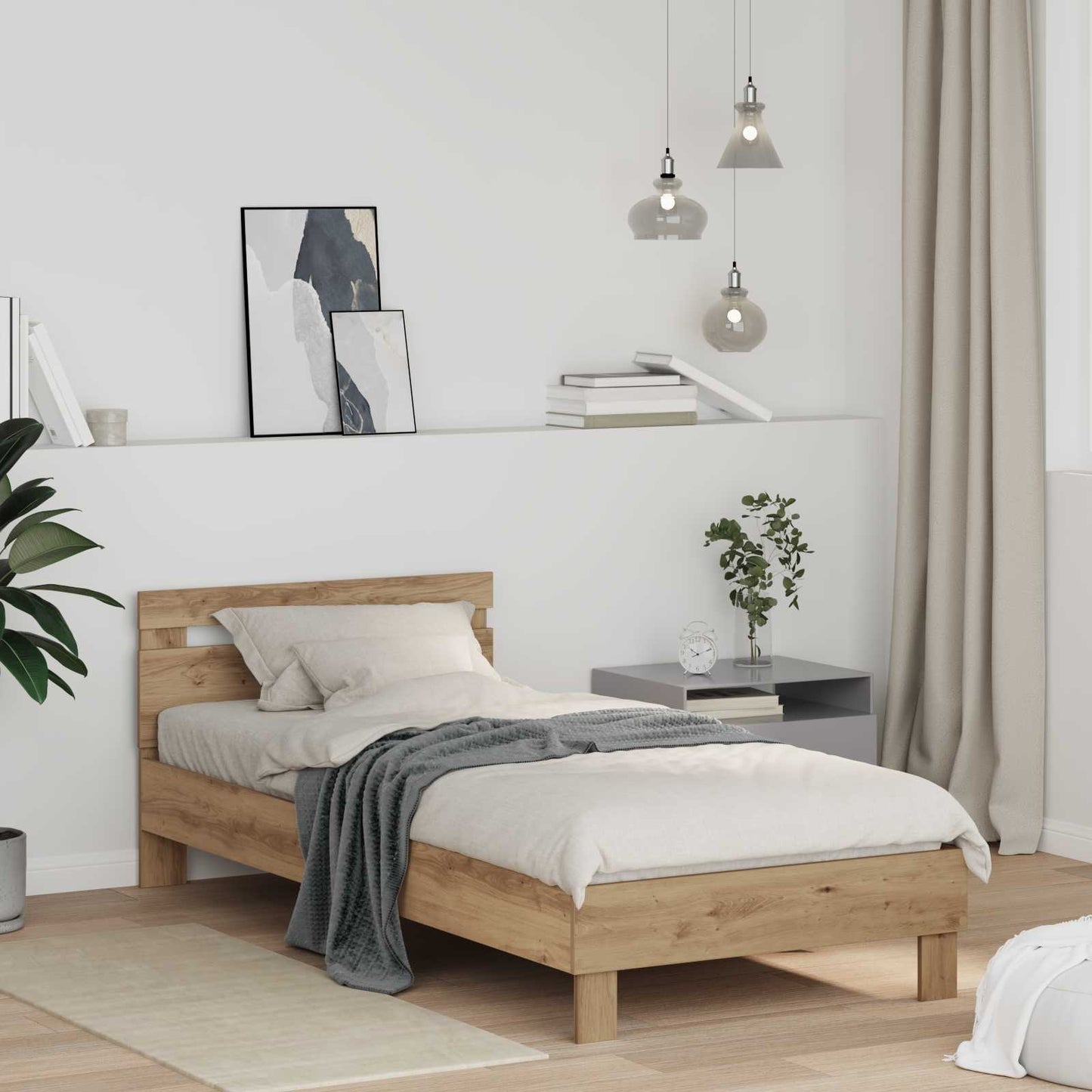 Bed Frame Artisan Oak 98.5 x 200 cm Engineered Wood