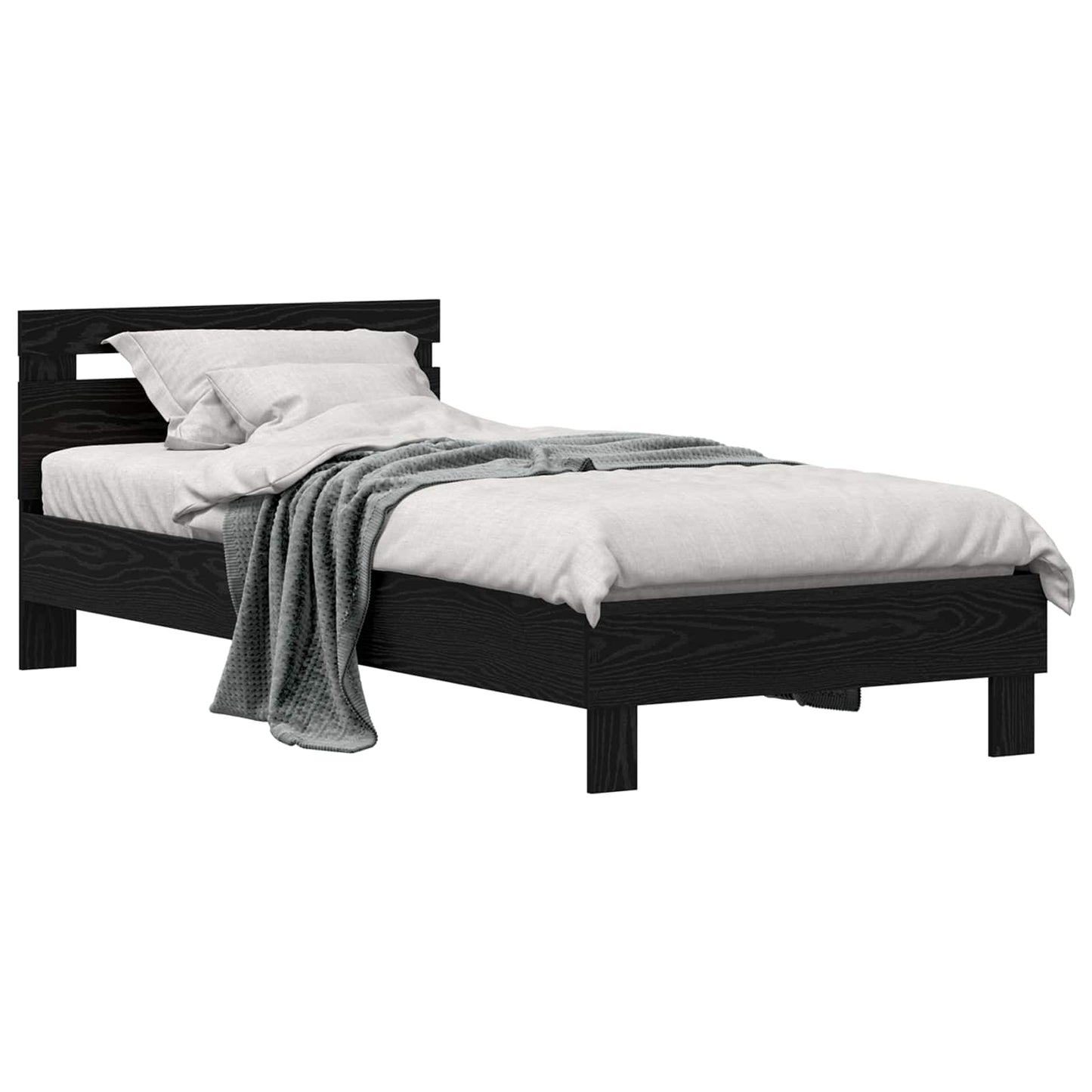 Bed Frame Black Oak 98.5 x 200 cm Engineered Wood