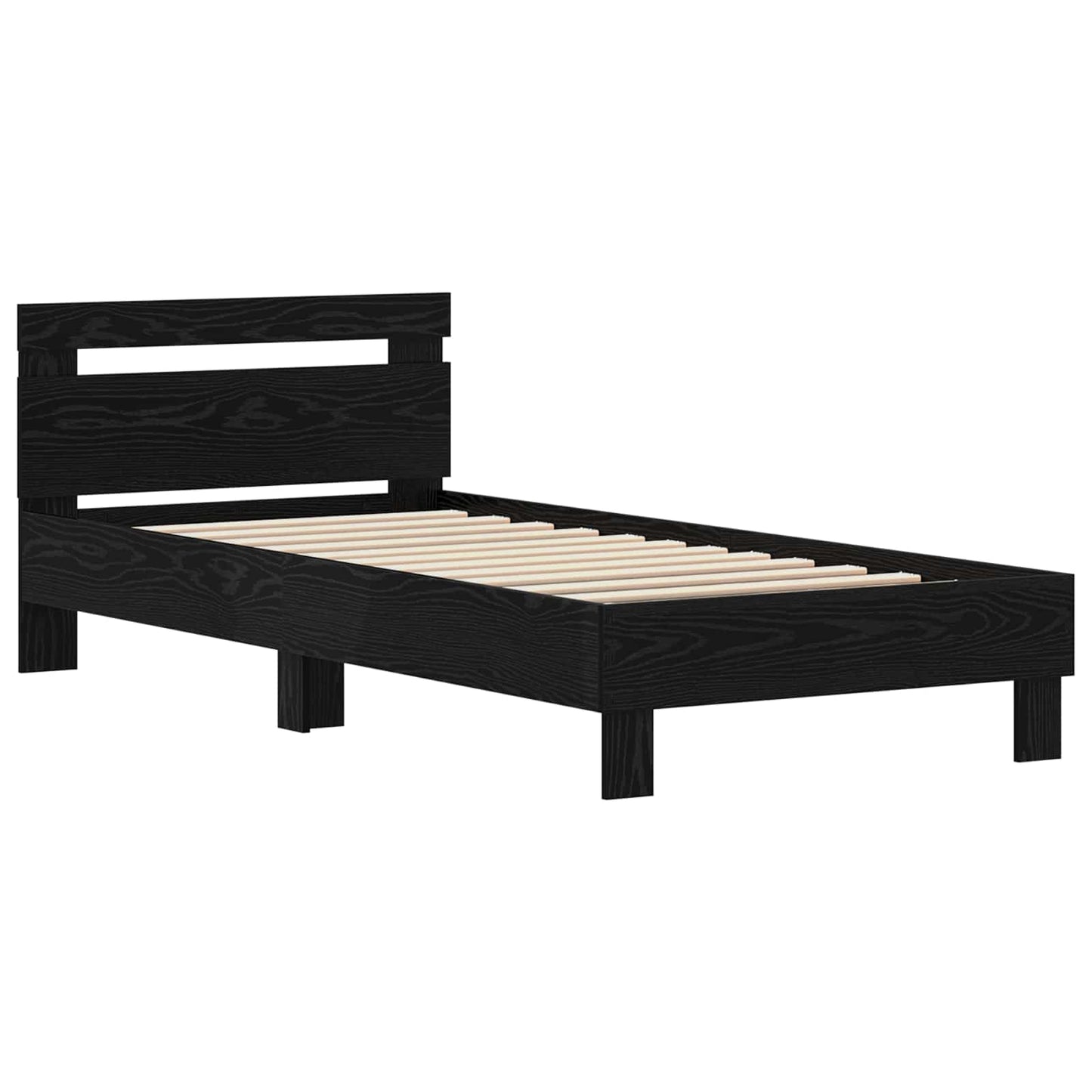 Bed Frame Black Oak 98.5 x 200 cm Engineered Wood