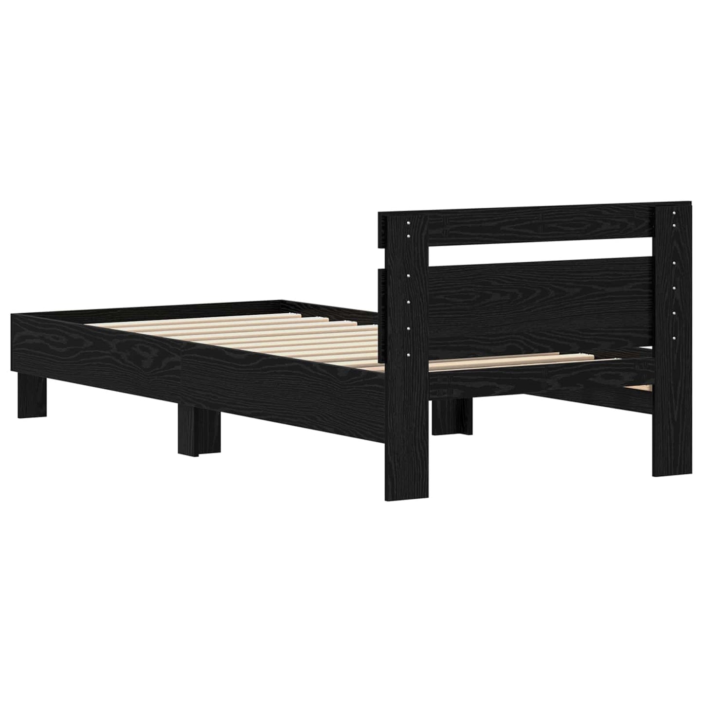 Bed Frame Black Oak 98.5 x 200 cm Engineered Wood