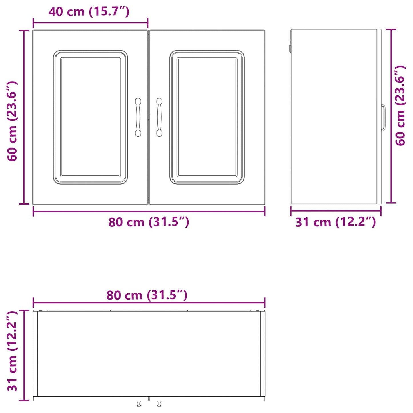 Dishwasher Panel Kalmar Black Oak 80 x 31 x 60 cm