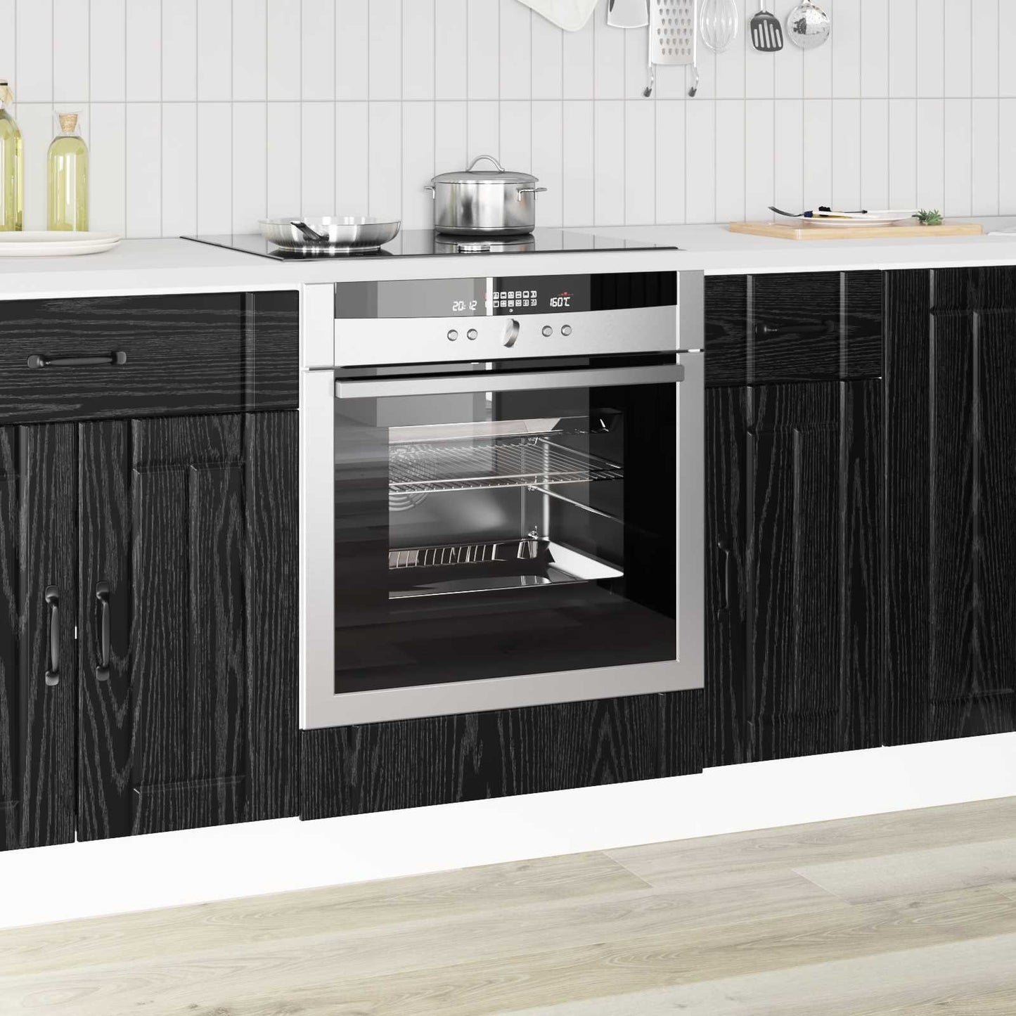 Oven Cabinet LUCCA Black Oak 60 x 46 x 81.5 cm Engineered Wood