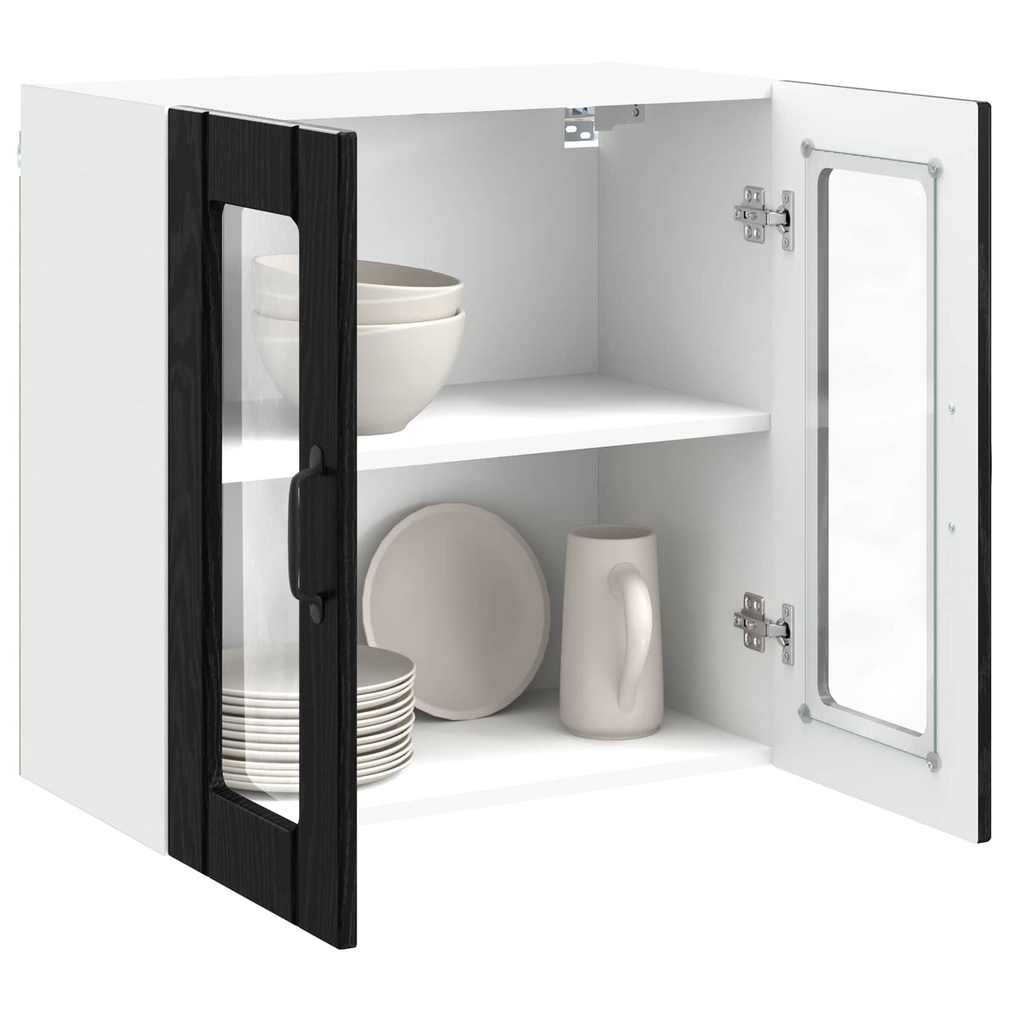 Wall Glass Cabinet LUCCA Black Oak 60 x 31 x 60 cm