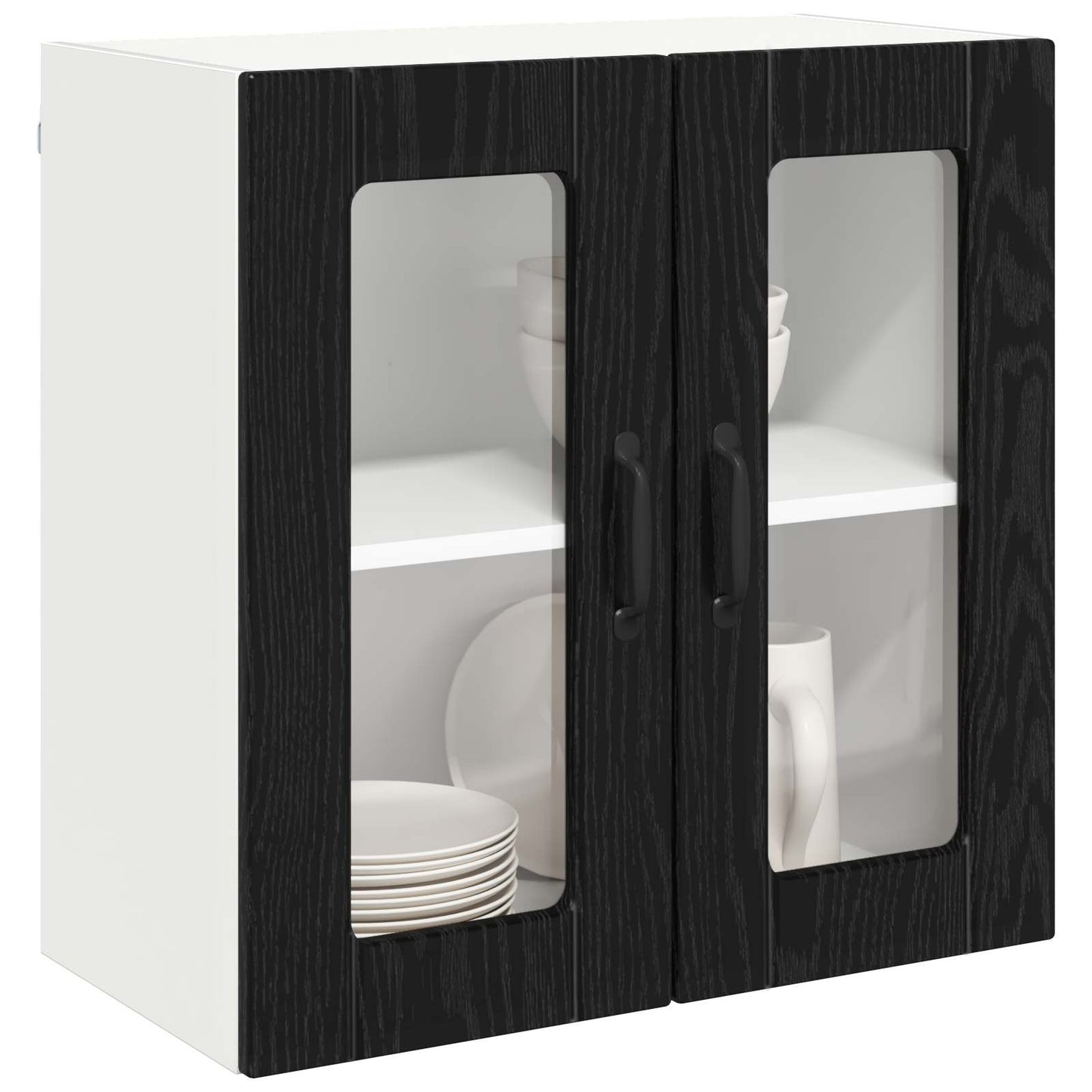 Wall Glass Cabinet LUCCA Black Oak 60 x 31 x 60 cm