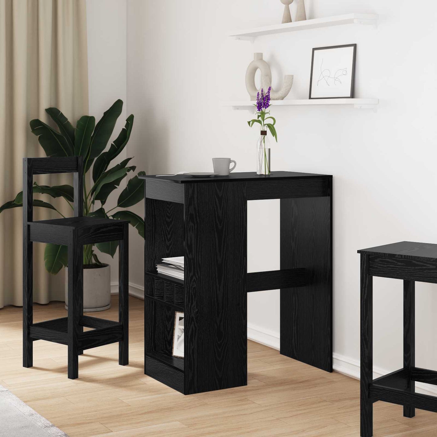 Bar Table Black Oak 90 x 47.5 x 103.5 cm Engineered Wood