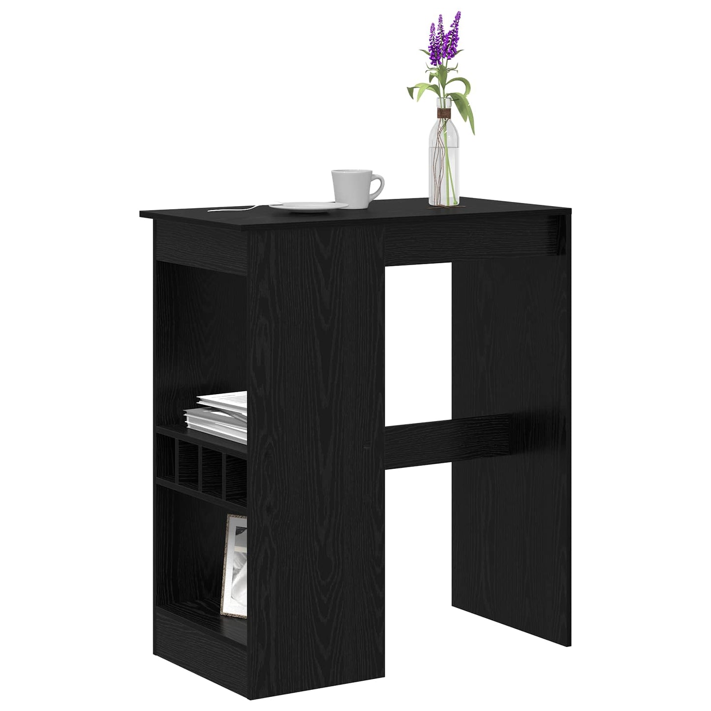 Bar Table Black Oak 90 x 47.5 x 103.5 cm Engineered Wood