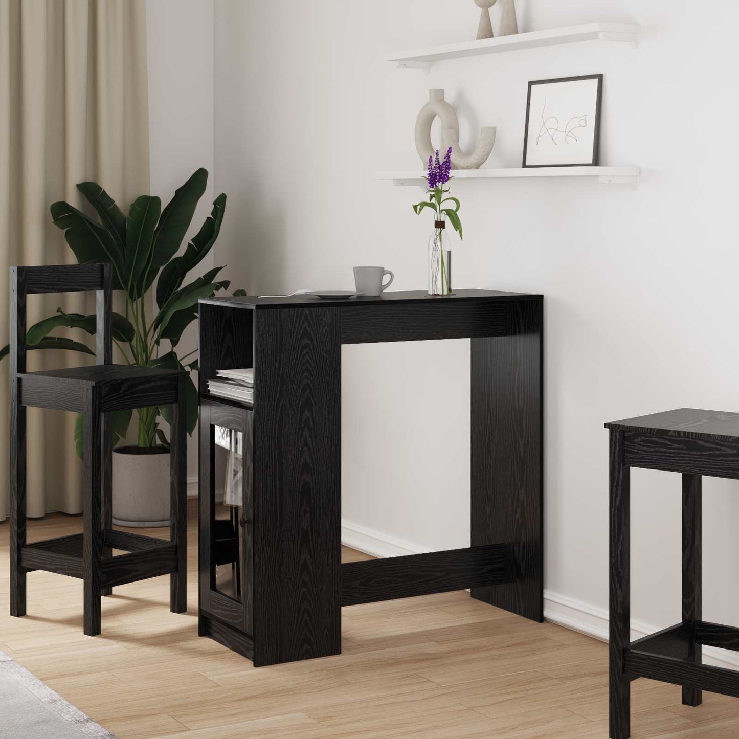 Bar Table Black Oak 101 x 40 x 103.5 cm Engineered Wood