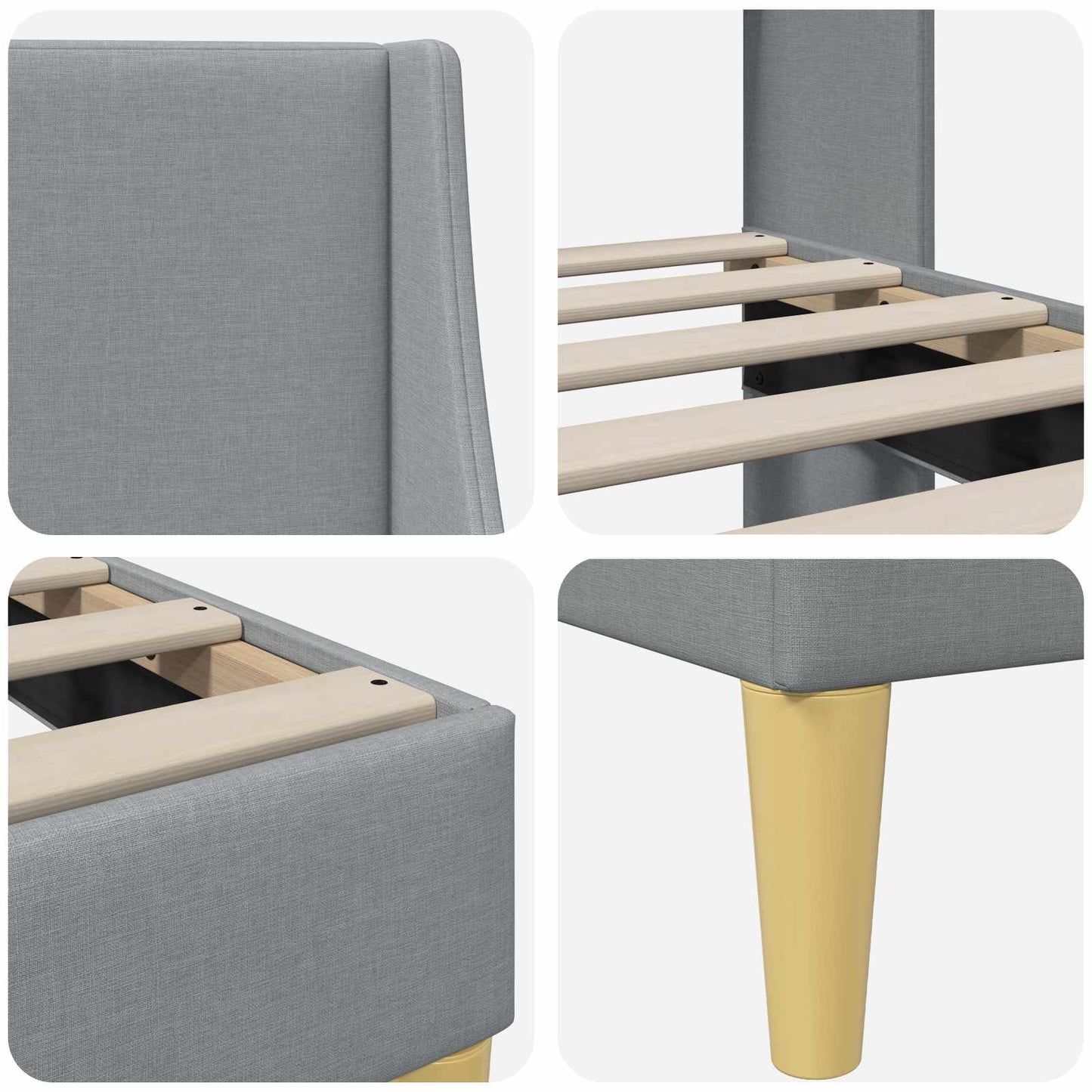 Bed Frame with Headboard Light Grey 90 x 190 cm Fabric