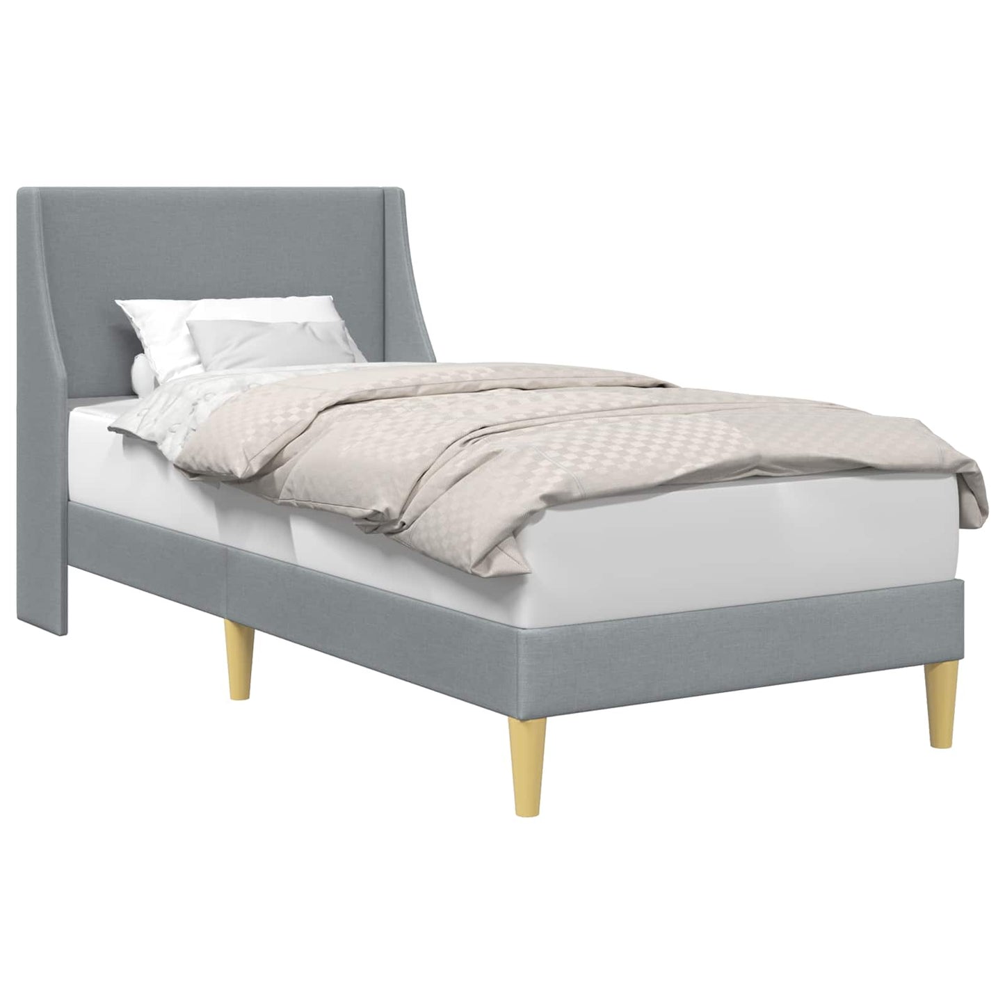 Bed Frame with Headboard Light Grey 90 x 190 cm Fabric