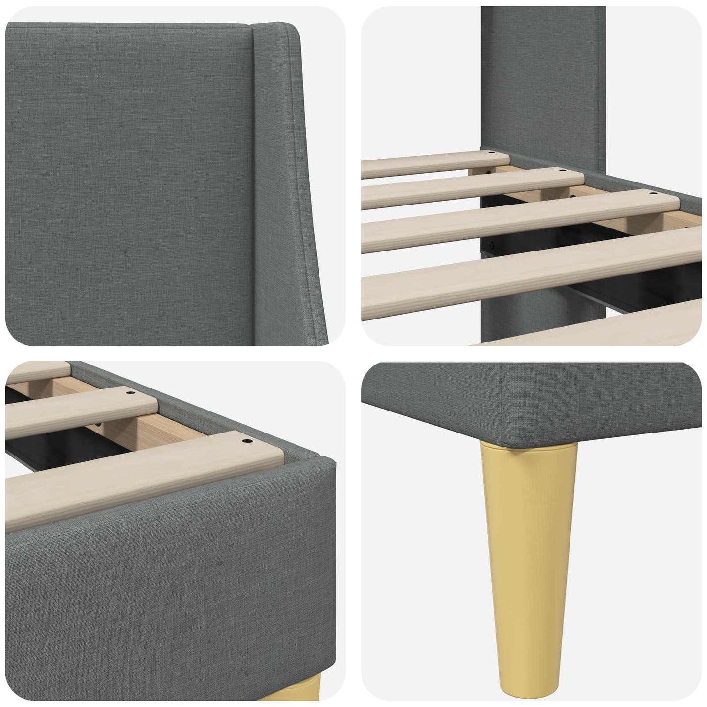 Bed Frame with Headboard Dark Grey 90 x 190 cm Fabric