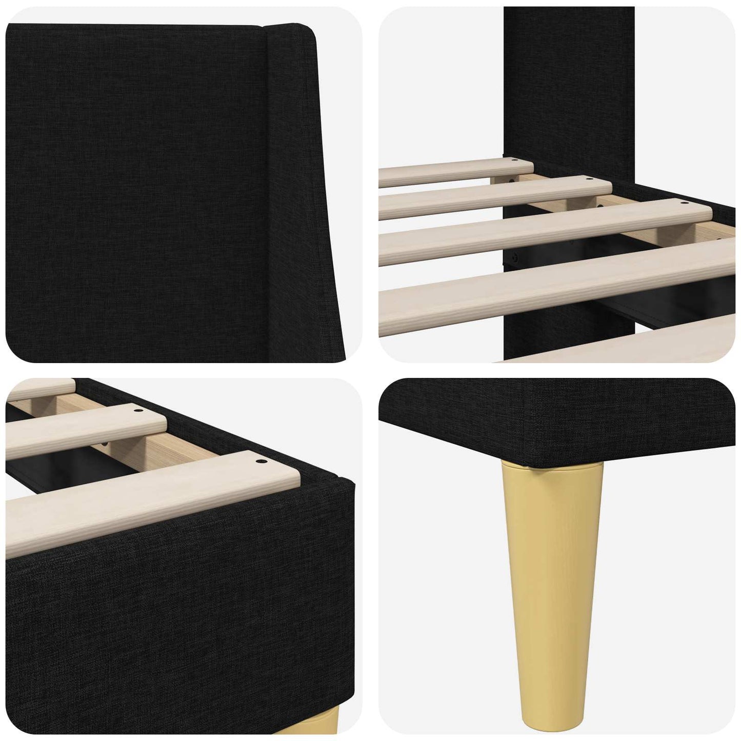 Bed Frame with Headboard Black 90 x 190 cm Fabric
