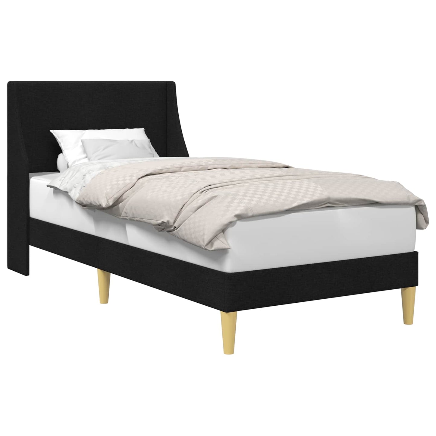 Bed Frame with Headboard Black 90 x 190 cm Fabric